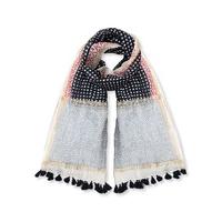 East Square Spot Tassel Scarf NAVY