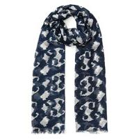 east smudged animal scarf navy