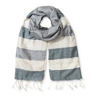 east silk stripe edge scarf greystone