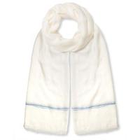 East Plain Thin Border Scarf CREAM