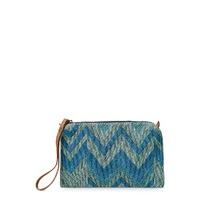 East Zig Zag Embroidered Pouch BLUE