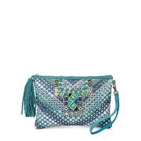 East Mirror Embroidered Clutch TURQUOISE