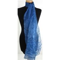 east cornflower blue scarf with embroidered and sequin floral detail