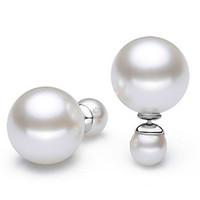 earring stud earrings jewelry women alloy imitation pearl 2pcs white