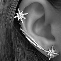 Ear Cuffs Earrings Fashion Personalized European Rhinestone Alloy Star Silver Jewelry For Wedding Party Gift Daily Casual 2pcs