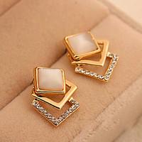 earring stud earrings jewelry women alloy rhinestone 2pcs gold white