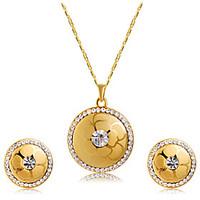 Earrings Set Necklace Pendants AAA Cubic Zirconia Euramerican Fashion Cubic Zirconia Alloy Round 1 Necklace 1 Pair of Earrings ForWedding