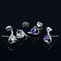 earring stud earrings jewelry women sterling silver 2pcs white purple