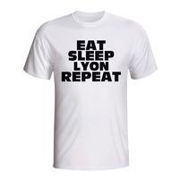 eat sleep lyon repeat t shirt white kids