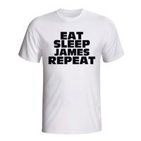 eat sleep james repeat t shirt white kids