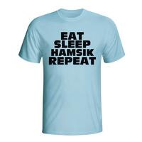eat sleep hamsik repeat t shirt sky blue