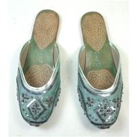 East - Size 38 (5.5) - Jade - Sequined Satin Slippers