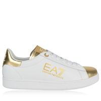 ea7 two tone leather trainers