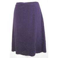 East - Size 12 - Plum - Wool Blend Embroidered A Line Skirt