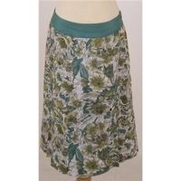 East, size 14 green patterned linen skirt