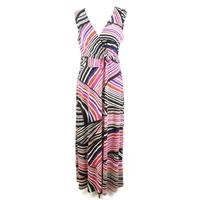 East - Size 12 - Multicoloured - Striped Wrap over Style Dress