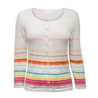 East Painted Stripe Cardigan White