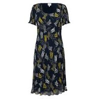 east tulip print pleated dress sapphire