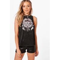 Eagle Embellished Vest - black