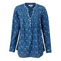 East Neelam Print Pintuck Blouse INDIGO