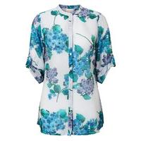 east silk hydrangea print blouse mist