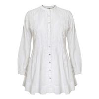 East Chikan Pintuck Detail Blouse WHITE