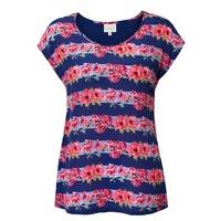 East Daniella Rose Print Silk Tee RIVERA