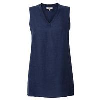 east v neck sleeveless jersey top navy