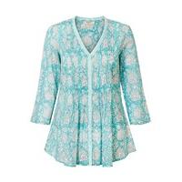 east jaya print pintuck blouse capri