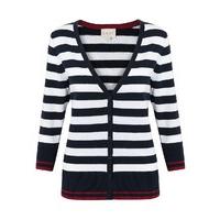 East Combination Stripe Cardi WHITE