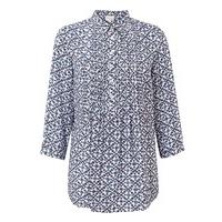 east sonali print pintuck blouse brick