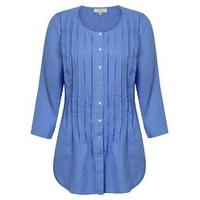 East Pintuck Linen Shirt CORNFLOWER