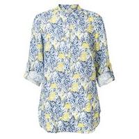 East Linen Sardinia Print Shirt LEMON