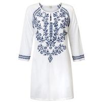 East Chikan Embroidered Tunic WHITE