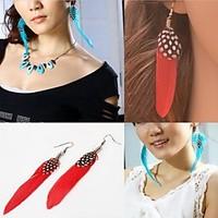 Earring Drop Earrings Jewelry Women Wedding / Party / Daily / Casual Feather 1set Dark Blue / Rose