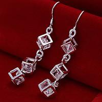 earring drop earrings jewelry women brass silver plated 2pcs silver