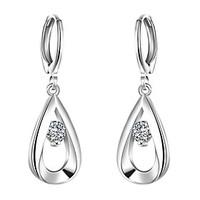 Earring, Jewelry, luremeFashion Style 925 Sterling Sliver With Zircon Teardrop Shaped Dangle Earrings