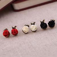 Earring Flower Stud Earrings Jewelry Women Party / Daily Alloy / Resin Black / White / Red