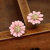 Earring Flower Stud Earrings Jewelry Party / Daily / Casual Alloy White / Yellow / Green / Purple / Pink