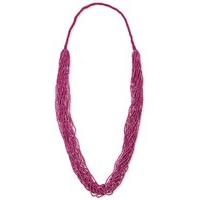 East Multi Strand Seed Bead Necklace MAGENTA