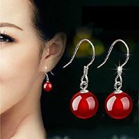 Earring Drop Earrings Jewelry Women Silver Plated 2pcs Black / Red