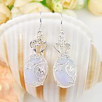 Earring Oval Drop Earrings Jewelry Women Wedding / Party / Daily / Casual / Sports Silver Plated 2pcs Silver