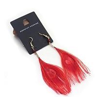 Earring Drop Earrings Jewelry Women Wedding / Party / Daily / Casual / Sports Feather Red