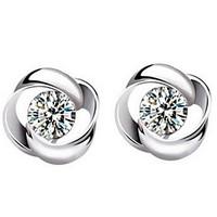 Earring Flower Stud Earrings Jewelry Women Daily / Casual / Sports Sterling Silver / Crystal 2pcs Silver
