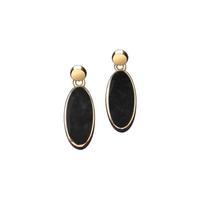 Earrings Whitby Jet And Yellow Gold Light Oval Drop
