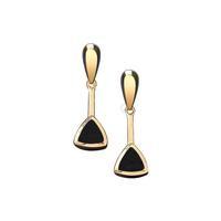 Earrings Whitby Jet And Yellow Gold Curved Triangle Drop