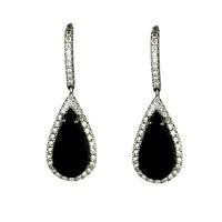 Earrings Whitby Jet And 18ct White Gold Diamond Pear Drop
