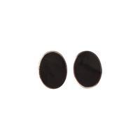 Earrings Whitby Jet And Yellow Gold Large Classic Oval Stud