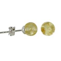 Earrings Baltic Amber And Silver Yellow 7mm Ball Stud