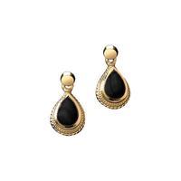 Earrings Whitby Jet And Yellow Gold Pear Shaped Drop